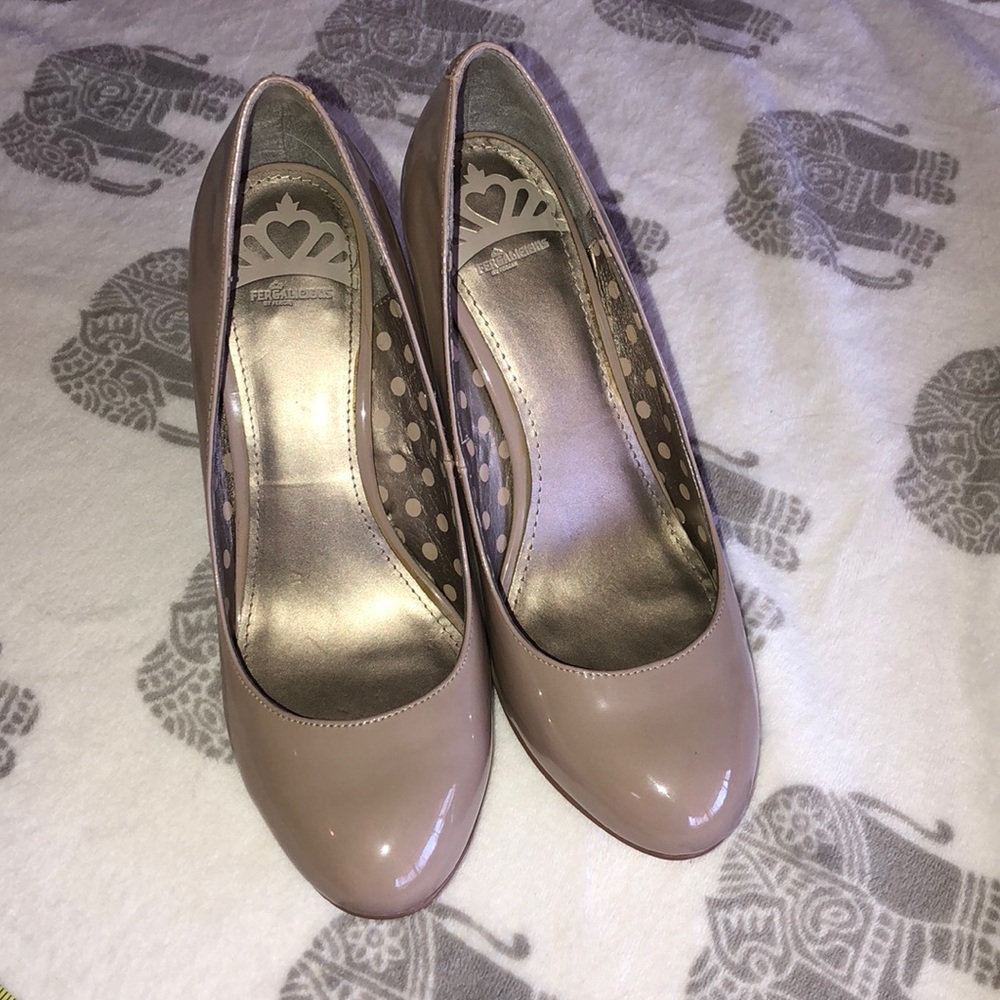 Fergalicious Glossy Nude Heels